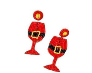 Cute Red <b>Wine</b> Glass Stud Earrings With Black Belt And Yellow Buckle Design For Women Party Jewelry At Best Price - Product Image 4