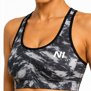 Scoop neck racerback sports bra OEM women's seamless bra Zip front medium support bra Nofyan Ind New Custom Design Sports Bra - Product Image 3