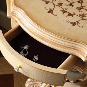 Antique Classic Solid Mahogany <b>Dressing</b> <b>Table</b> Mirror Set Unique Pedestal Design Gold Luxury Vanity <b>Table</b> for Villa Hotel - Product Image 5