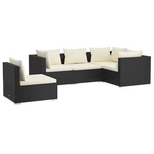 Conjunto de Muebles de Jardín de Ratán PE Negro con Acero con Recubrimiento en Polvo, Colección de Muebles Duraderos para Exteriores - Product Image 2