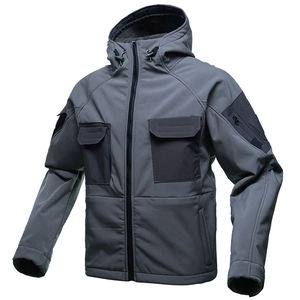 Men's Winter Soft <b>Shell</b> Hunting Jacket Windproof Warm Fleece Lined Outdoor Coat Solid Color Full Sleeve - Product Image 2