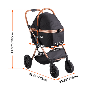 Passeggino per Animali Domestici in Alluminio con 4 Ruote, Capacità di Carico 30 kg, Freni Rotanti, Vano Portaoggetti Rimovibile per Cuccioli - Product Image 2