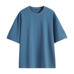 T-shirt de sport avec logo personnalisé |   T-shirts unisexes à coupe ample et épaules tombantes, style streetwear |   T-shirts de sport décontractés en coton lavande - Product Image 4