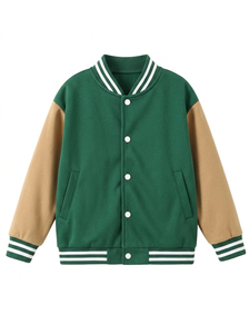 เสื้อแจ็คเก็ตวาร์ซิตี้สีแดงดำ แบบยูนิเซ็กส์ สวมใส่สบาย ผ้าฟลีซ คอตั้ง ทรงปกติ กันลมในฤดูหนาว บุด้วยขนเป็ด ตกแต่งด้วยผ้าแบบแพทช์เวิร์ค สีพื้น - Product Image 5