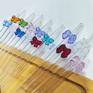 Pailles en verre en forme de nœud, en verre borosilicate transparent de haute qualité, colorées et fraîches - Product Image 3