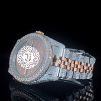 Montre de luxe de qualité supérieure entièrement sertie de diamants Mossiante avec bracelet en acier inoxydable, idéale pour les fêtes et les occasions, disponible à la vente