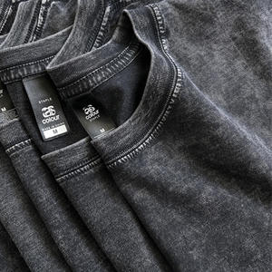 Camiseta de punto de manga corta con cuello redondo, efecto desgastado, lavado ácido, con relieve, de gran gramaje (230g), oversize, ecológica, con hombros caídos, ¡Gran Venta! - Product Image 5