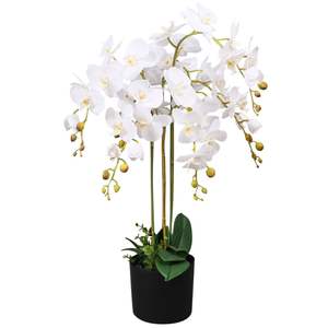 Plante artificielle de taille moyenne avec tissu blanc et vert, en plastique et fil de fer, verdure artificielle - Plante factice - Product Image 1