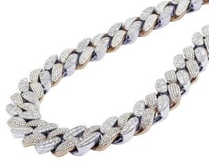 Men's Rhodium Plated 925 Silver Chain Bracelet Round Brilliant Cut Diamond Micro Pave Hiphop Style Everyday Wear - Product Image 1