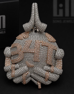 Collier pendentif en moissanite Ice Cube avec chaîne, breloque lettre micro-pavée ronde, bijoux pour homme - Product Image 3