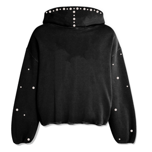 Sweat à capuche personnalisé pour homme en coton épais délavé à l'acide, coupe classique, avec fermeture éclair, style streetwear, collection automne - Product Image 3