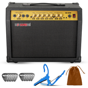 Amplificador de Guitarra de 5 Núcleos y 50 Vatios con Altavoz Integrado de 8 Pulgadas, Mini Amplificador Portátil con Entrada Auxiliar, Controles de Efectos, para Práctica, de Pie - Product Image 1