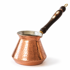 Handmade Hammered Copper Turkish Coffee Pot Cezve with Wooden Handle Traditional Ibrik <b>Arabic</b> Greek Coffee Maker 500ml - Product Image 1