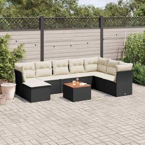 Ensemble de canapés de jardin en rotin PE noir modulaire, élégant et durable, meubles d'extérieur - Product Image 1