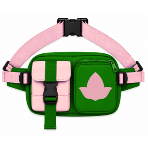 Sac banane personnalisé Alpha Kappa Alpha Sorority vert et rose, style décontracté, logo brodé et poche zippée, vêtements grecs pour femme - Product Image 1