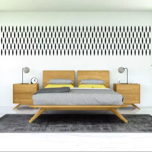Modern Solid Wood <b>Platform</b> <b>Bed</b> with Angled Legs Custom Low Profile Hotel Bedroom Furniture - Product Image 1