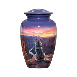 Urnas funerarias Wolf Sunset para cenizas humanas, urna conmemorativa personalizada para funeral, 10 pulgadas - Product Image 4