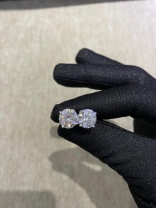 4 Ct Round Brilliant Cut Moissanite <b>Studs</b> <b>Earrings</b> For <b>Men</b> And Women 925 Silver Colorless Diamond <b>Earrings</b> At Wholesale Price - Product Image 2