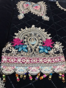 2022 Venta caliente indio pakistaní último traje de terciopelo bordado completo Material de algodón ropa de fiesta Formal con Salwar - Product Image 3