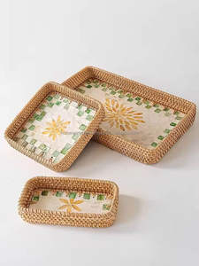 ถาดหวายฝังมุกธรรมชาติสำหรับชุดของขวัญพรีเมี่ยมพร้อมซัพพลายเออร์ที่รองรับน้ำหนักเบาและเป็นมิตรกับสิ่งแวดล้อมเวียดนาม - Product Image 3