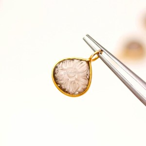 Natural smoky quartz flower pendant 925 sterling <b>silver</b> gemstone pendant hand carved heart <b>charm</b> smoky quartz jewelry making - Product Image 3