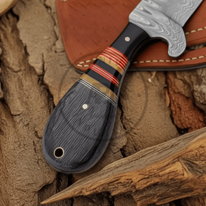 มีดคาวบอยเหล็กดามัสกัส สำหรับล่าสัตว์ ใบมีดแบบ Fixed Blade ด้ามไม้ Pakka สำหรับกิจกรรมกลางแจ้ง ตั้งแคมป์ ล่าสัตว์ รับทำ OEM พร้อมโลโก้ตามสั่ง รับประกัน 3 ปี - Product Image 6