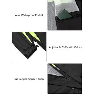 Combinaison de pluie pour moto, légère, deux pièces, 100% polyester, imperméable, avec éclairage de sécurité, pour adultes - Product Image 4