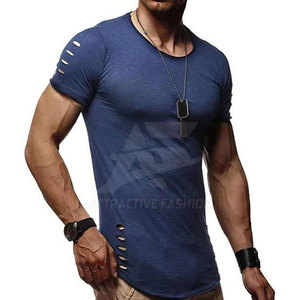 Camiseta de Hombre Desgastada Más Vendida en Línea a Bajo Precio, Hecha de Algodón y Poliéster, Camiseta de Hombre Desgastada al Por Mayor - Product Image 3