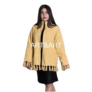 เสื้อแจ็กเก็ตมัสเตอร์สีเหลืองสำหรับผู้หญิงเสื้อผ้าฝ้ายบุนวมทำด้วยมือเป็นเอกลักษณ์มีในสต็อก - Product Image 1