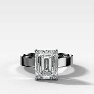 Emerald Cut Lab Grown Diamond Solitaire Engagement Ring Thick Wide Flat Band 14K 18K <b>Solid</b> Gold Custom IGI 4 Ct Factory Price - Product Image 3