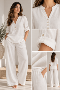 Conjunto Exclusivo de 2 Piezas para Otoño: Blusa Holgada de Algodón y Pantalones Casuales para Uso Diario, Venta al Por Mayor - Product Image 5