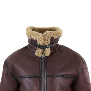 Chaqueta de aviador para hombre, de piel de oveja auténtica, estilo bomber, abrigo vintage de invierno con cuello de piel, cálido y duradero. - Product Image 4