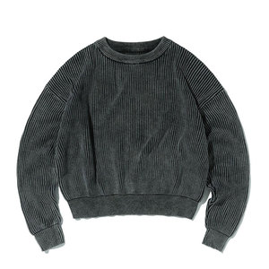 Pull en tricot surdimensionné pour homme, style streetwear, effet délavé, 100% coton, respirant, personnalisable - Product Image 1