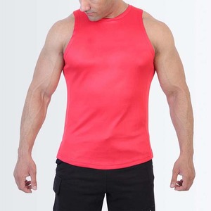 Camiseta sin Mangas Roja para Hombre, Cuello Redondo, Color Sólido, Tejido Transpirable, Corte Casual - Product Image 3