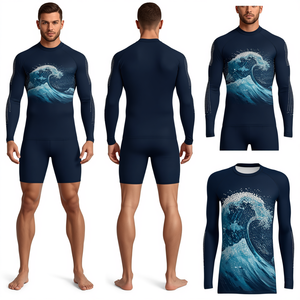 Camiseta de Protección Solar para Hombre, 100% Algodón, Diseño de Olas del Océano, Antibacteriana, de Secado Rápido y Transpirable - Product Image 2