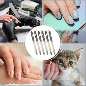 Mini Lima de Uñas de Acero Inoxidable de 5.5 Pulgadas, Doble Cara, Patrón Recto, Grano Fino, Punta Curva, Duradera, para Uñas de Gel Acrílico Natural - Product Image 1