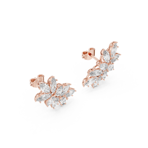 Statement <b>Climbers</b> Lab Grown Marquise Pear Diamonds Set 18KT Rose Gold Luxury <b>Earrings</b> for Party Events Daily Use - Product Image 2