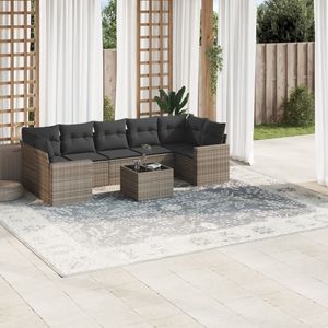 Set Divano da Giardino Grigio con Cuscini, in Rattan PE Resistente ai Raggi UV, Impermeabile, Arredamento da Esterno dal Design Contemporaneo - Product Image 1