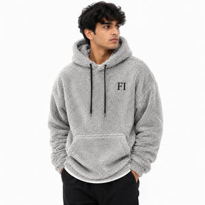 Sweat-shirts en molleton de coton brodés sur mesure pour hommes, texture douce, pull-over Sherpa, épaules tombantes, streetwear chaud, vente en gros B2B USA - Product Image 1