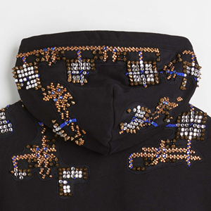 Men's Oversized <b>Black</b> fashion Hoodie <b>Sequin</b> Embroidered Letter Pullover Sweatshirt Hooded Casual Autumn <b>Top</b> - Product Image 5