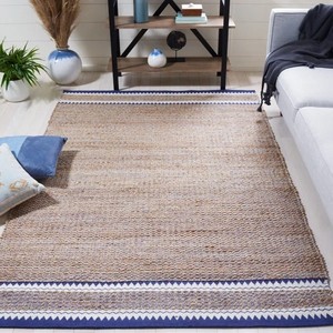 Tapis rectangulaire tressé fait main en jute à poils ras, motif géométrique, style oriental, avec envers antidérapant en jute, pour salon et usage domestique - Product Image 5