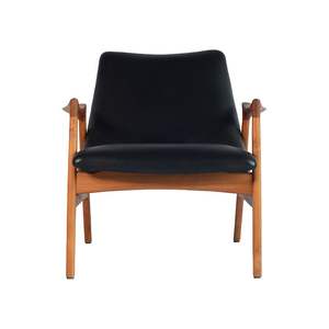 เก้าอี้พักผ่อนสไตล์ซาฟารีไม้สักงานฝีมือทันสมัย พร้อมเบาะและพนักพิงหนังสีดำแบบยืดหยุ่น กันน้ำและเป็นมิตรกับสิ่งแวดล้อม - Product Image 1