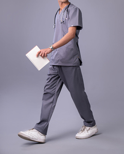 Classic Men’s Medical <b>Scrub</b> <b>Set</b> Jersey Spandex Fabric Washable Nurse Uniform Hospital Workwear Customizable Fit - Product Image 2