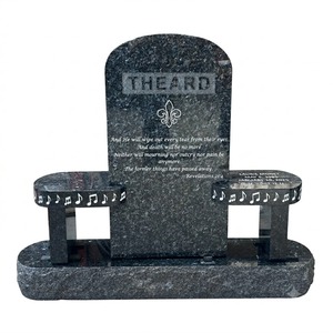 Nuevo Diseño <span class=keywords><strong>de</strong></span> Lápida Estilo Americano con Flor Tallada en Granito Azul Perla <span class=keywords><strong>para</strong></span> <span class=keywords><strong>Cementerio</strong></span> y Memorial - Product Image 1