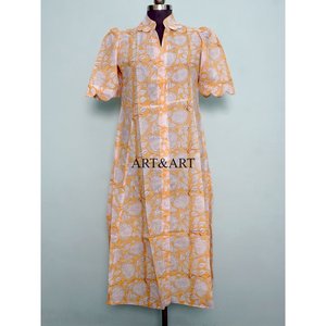 Robe longue élégante vintage pour femme à manches courtes, imprimé floral, style doux, pour l'été, le bureau, les fêtes, décontractée, coupe trapèze, longueur midi, pour les vacances - Product Image 3