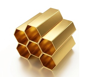 ที่วางแก้วไวน์ทรงหกเหลี่ยมทองเหลืองทันสมัย 5 ช่อง ชั้นวางแก้วแบบตั้งพื้น - Product Image 1