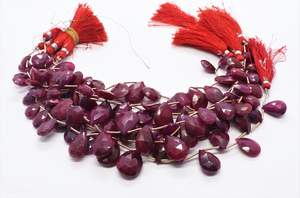 Cuentas facetadas de corindón rubí natural AAA en forma de pera, 8x11-12x14 mm, cuentas de rubí rojo en forma de pera para la fabricación de joyas - Product Image 4