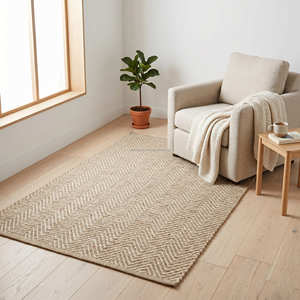 9' x 12' <b>Micro</b> Herringbone Handloom Jute Area Rug for Living Room Scandinavian Organic Modern & Quiet Luxury Home - Product Image 2