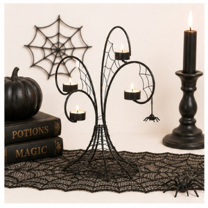 Portavelas de Metal Negro Gótico con Diseño de Telaraña, Soporte para Velas de Té, para Centros de Mesa en Fiestas de Halloween y Decoración Espeluznante del Hogar, Venta al Por Mayor - Product Image 6