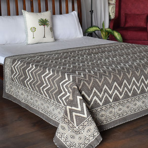 Hand Block Printed Cotton Kantha Twin <b>Quilt</b> Throw 150x220 cm Hand Embroidered Indian Kantha <b>Bedspread</b> Handmade Textile Wholesale - Product Image 5